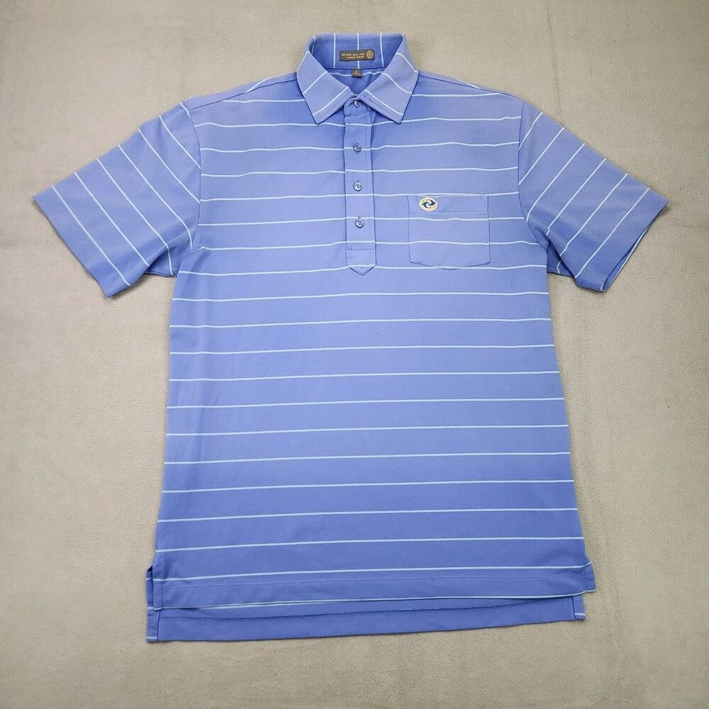 Peter Millar Summer Comfort Polo Men's S Blue Striped Golf Performance Stretch